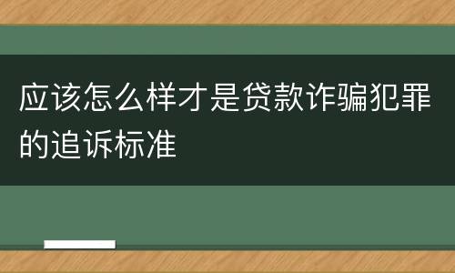 应该怎么样才是贷款诈骗犯罪的追诉标准