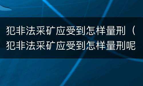 犯非法采矿应受到怎样量刑（犯非法采矿应受到怎样量刑呢）