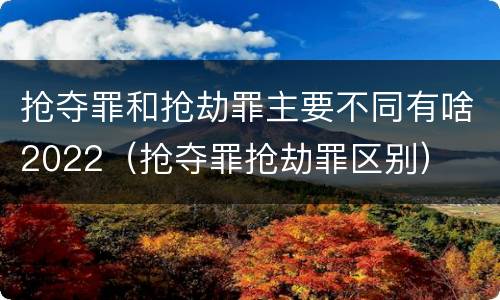 抢夺罪和抢劫罪主要不同有啥2022（抢夺罪抢劫罪区别）