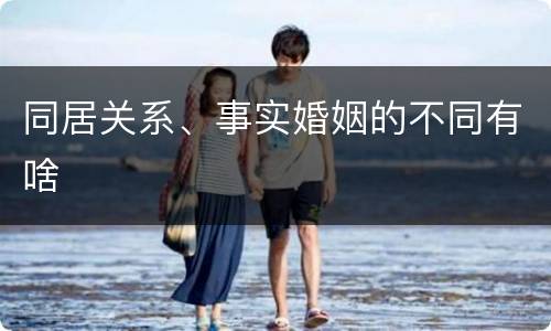 同居关系、事实婚姻的不同有啥