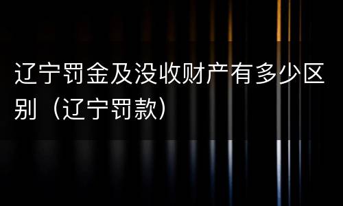 辽宁罚金及没收财产有多少区别（辽宁罚款）
