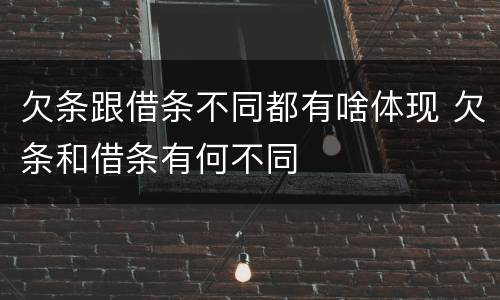 欠条跟借条不同都有啥体现 欠条和借条有何不同