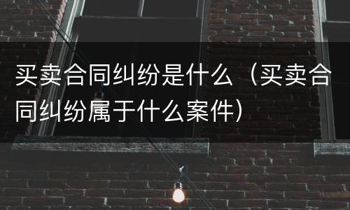 买卖合同纠纷是什么（买卖合同纠纷属于什么案件）