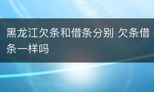 黑龙江欠条和借条分别 欠条借条一样吗