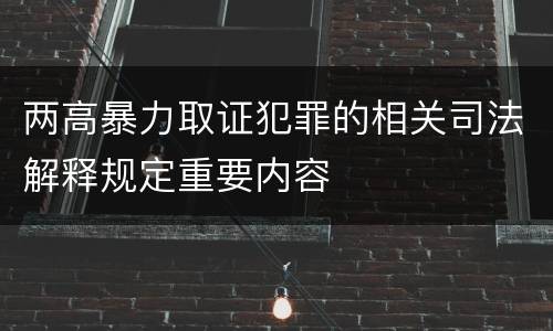 两高暴力取证犯罪的相关司法解释规定重要内容