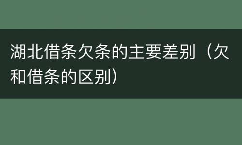 湖北借条欠条的主要差别（欠和借条的区别）