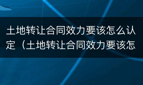 土地转让合同效力要该怎么认定（土地转让合同效力要该怎么认定呢）