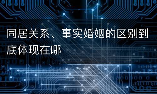 同居关系、事实婚姻的区别到底体现在哪