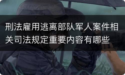 刑法雇用逃离部队军人案件相关司法规定重要内容有哪些