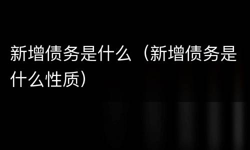 新增债务是什么（新增债务是什么性质）