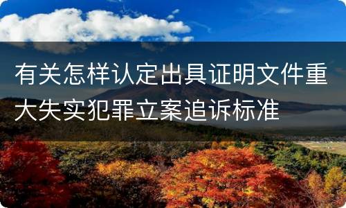 有关怎样认定出具证明文件重大失实犯罪立案追诉标准