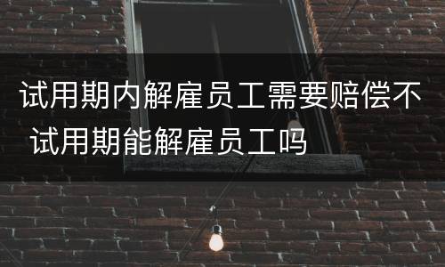 试用期内解雇员工需要赔偿不 试用期能解雇员工吗