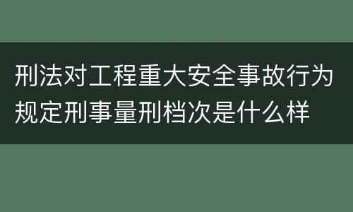 刑法对工程重大安全事故行为规定刑事量刑档次是什么样