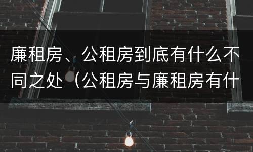 廉租房、公租房到底有什么不同之处（公租房与廉租房有什么不同）