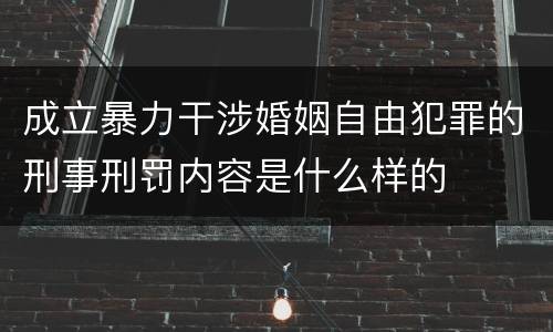 成立暴力干涉婚姻自由犯罪的刑事刑罚内容是什么样的