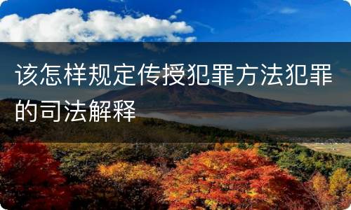 该怎样规定传授犯罪方法犯罪的司法解释