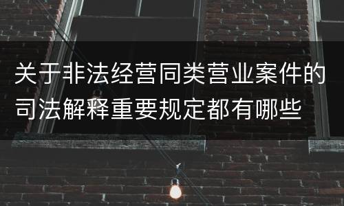 关于非法经营同类营业案件的司法解释重要规定都有哪些