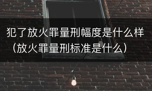 犯了放火罪量刑幅度是什么样（放火罪量刑标准是什么）