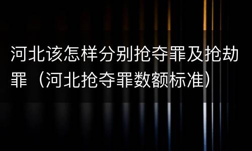 河北该怎样分别抢夺罪及抢劫罪（河北抢夺罪数额标准）