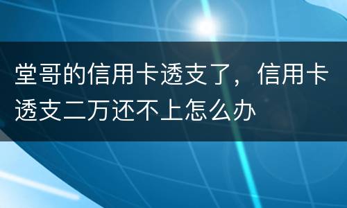 堂哥的信用卡透支了，信用卡透支二万还不上怎么办