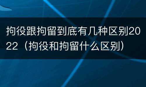 拘役跟拘留到底有几种区别2022（拘役和拘留什么区别）
