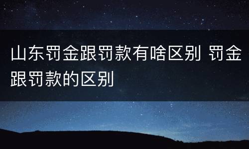 山东罚金跟罚款有啥区别 罚金跟罚款的区别