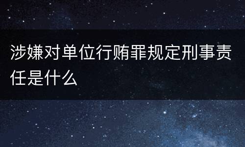 涉嫌对单位行贿罪规定刑事责任是什么