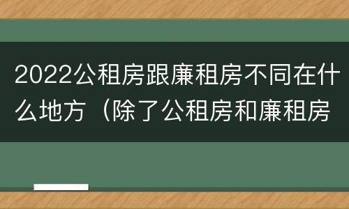 2022公租房跟廉租房不同在什么地方（除了公租房和廉租房之外还有什么房）