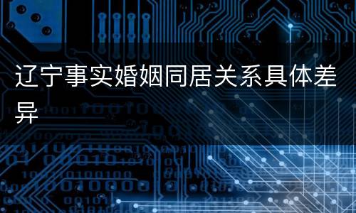 辽宁事实婚姻同居关系具体差异