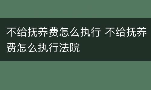 不给抚养费怎么执行 不给抚养费怎么执行法院