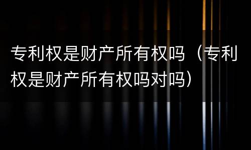 专利权是财产所有权吗（专利权是财产所有权吗对吗）