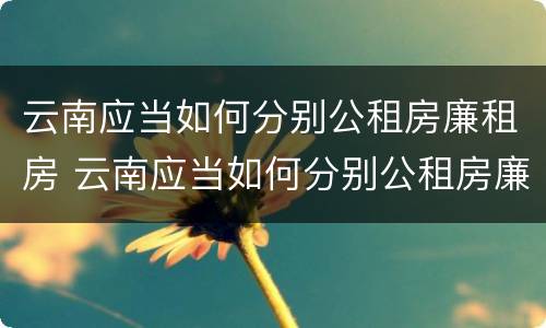 云南应当如何分别公租房廉租房 云南应当如何分别公租房廉租房等级