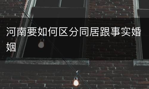 河南要如何区分同居跟事实婚姻
