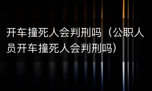 开车撞死人会判刑吗（公职人员开车撞死人会判刑吗）