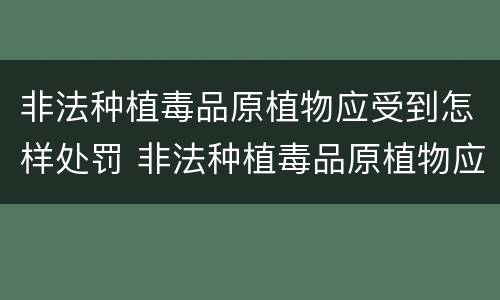 非法种植毒品原植物应受到怎样处罚 非法种植毒品原植物应受到怎样处罚呢