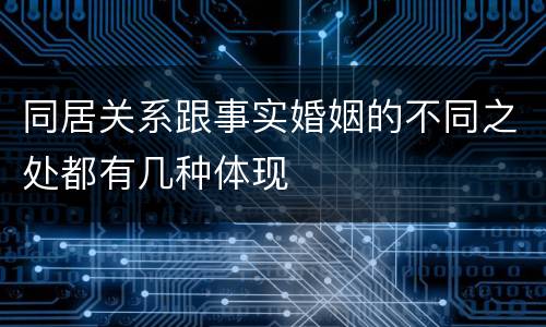同居关系跟事实婚姻的不同之处都有几种体现
