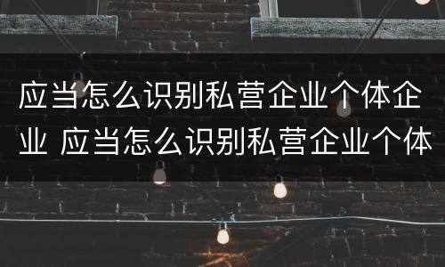 应当怎么识别私营企业个体企业 应当怎么识别私营企业个体企业信息