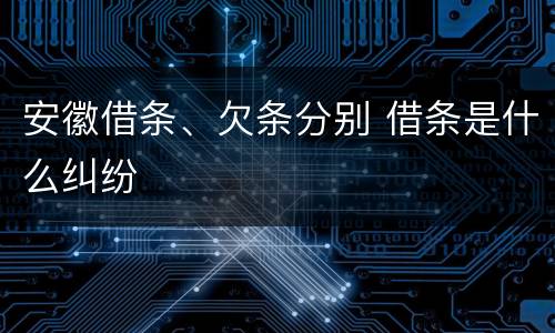 安徽借条、欠条分别 借条是什么纠纷