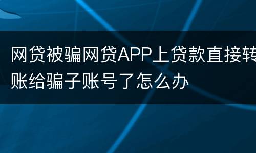 网贷被骗网贷APP上贷款直接转账给骗子账号了怎么办