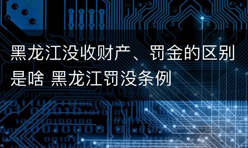黑龙江没收财产、罚金的区别是啥 黑龙江罚没条例
