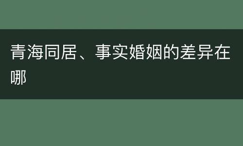 青海同居、事实婚姻的差异在哪