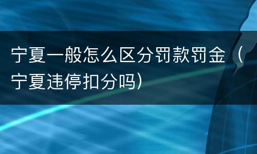 宁夏一般怎么区分罚款罚金（宁夏违停扣分吗）