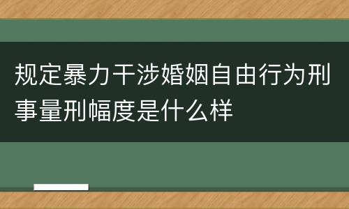 规定暴力干涉婚姻自由行为刑事量刑幅度是什么样
