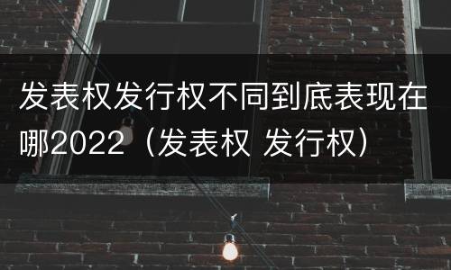 发表权发行权不同到底表现在哪2022（发表权 发行权）