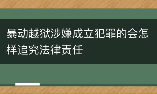 暴动越狱涉嫌成立犯罪的会怎样追究法律责任