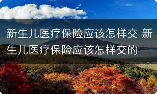 新生儿医疗保险应该怎样交 新生儿医疗保险应该怎样交的