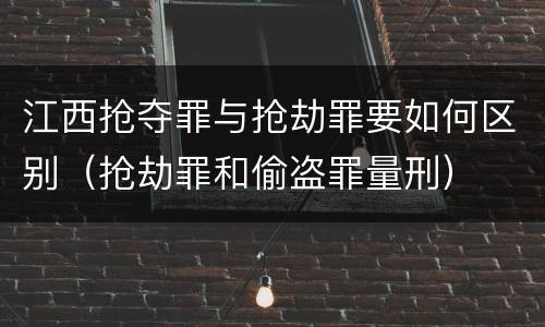 江西抢夺罪与抢劫罪要如何区别（抢劫罪和偷盗罪量刑）