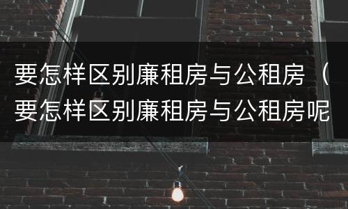 要怎样区别廉租房与公租房（要怎样区别廉租房与公租房呢）
