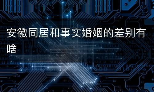 安徽同居和事实婚姻的差别有啥