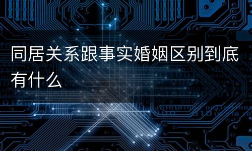 同居关系跟事实婚姻区别到底有什么